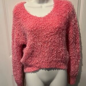 Freshman Women's Pink Long Sleeve Fuzzy Sweater Size S